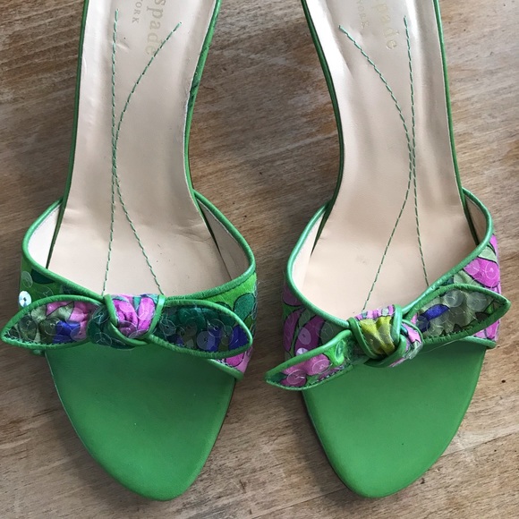 green kitten heel shoes